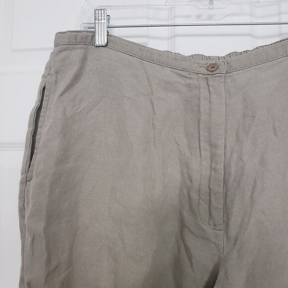 LL Bean Linen Pants Womens Size 18 Beige Coastal Neutral Outdoor Pockets - Picture 3 of 10